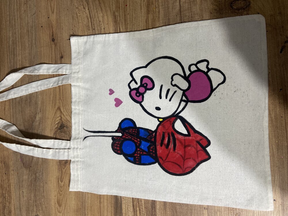 Spiderman ve hello kitty bez çanta