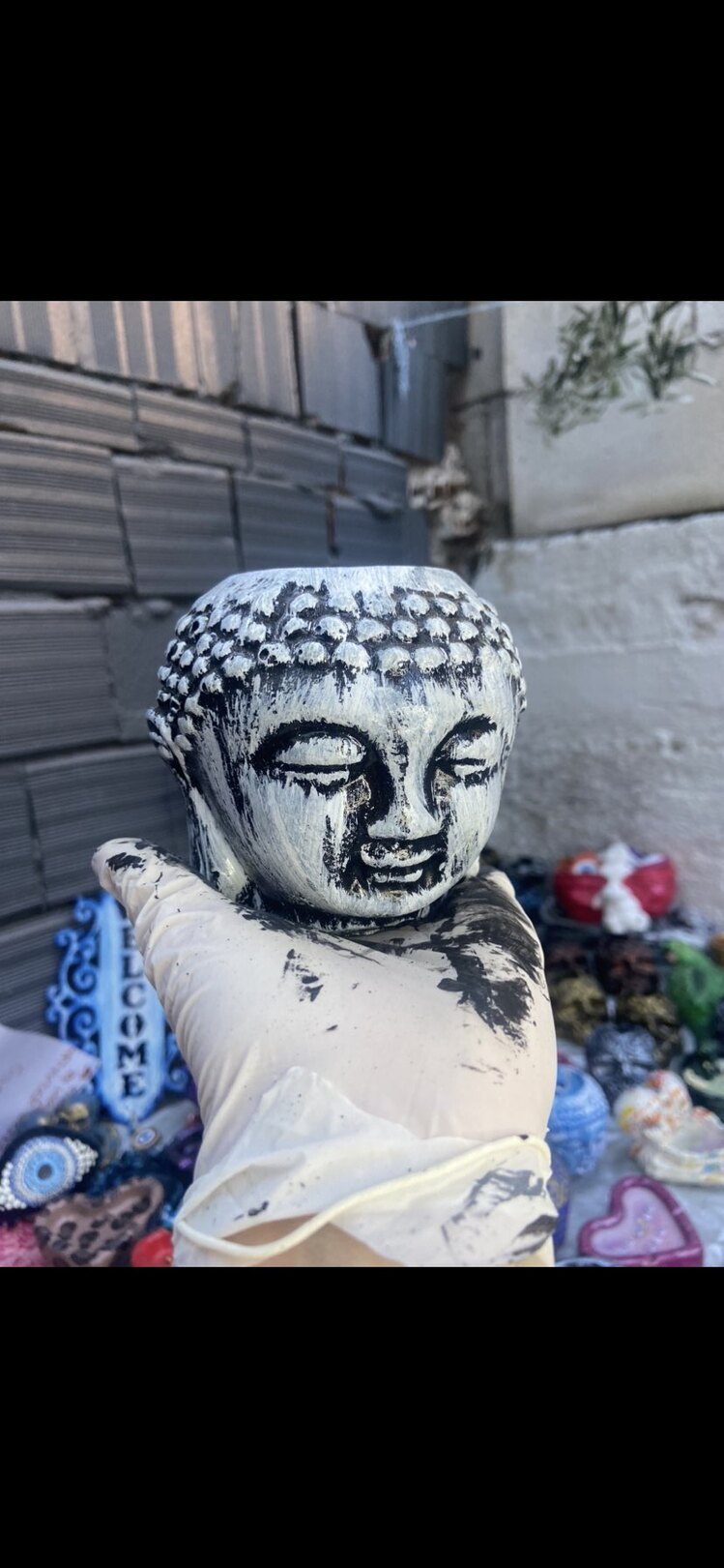 Buda kafası saksı/ mumluk