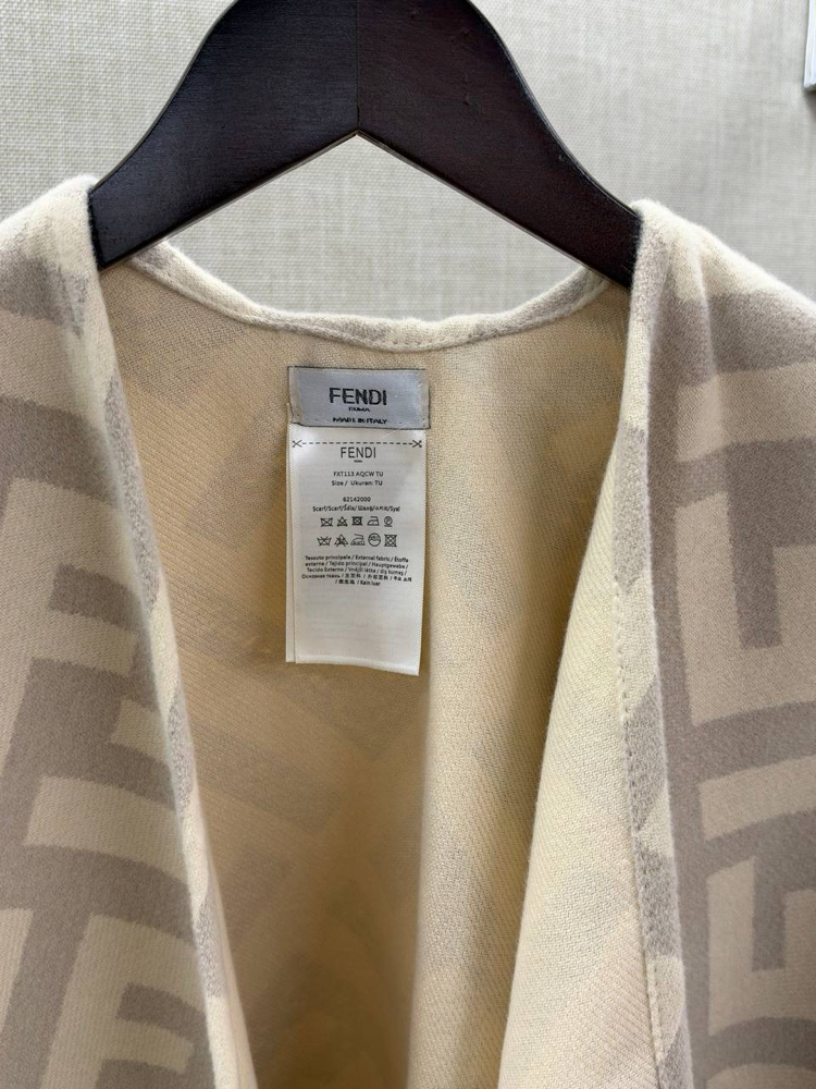 Fendi Check Wool Poncho