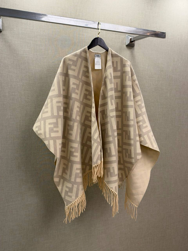 Fendi Check Wool Poncho