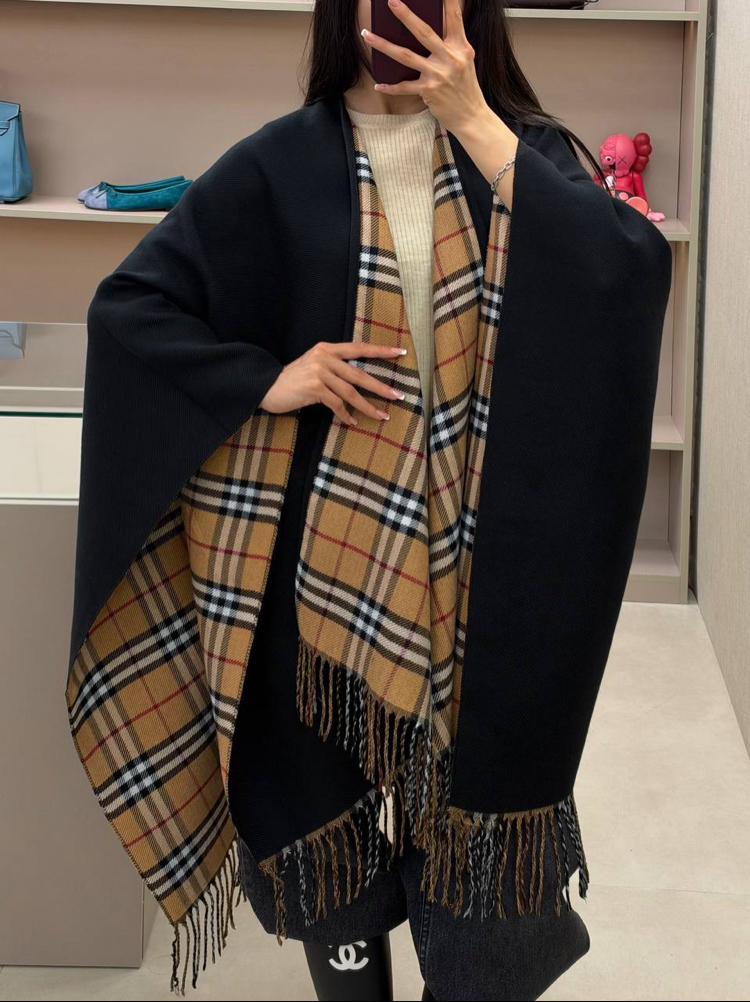 Burberry Reversible Check Wool Poncho