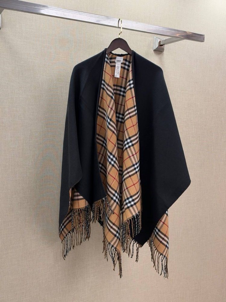 Burberry Reversible Check Wool Poncho