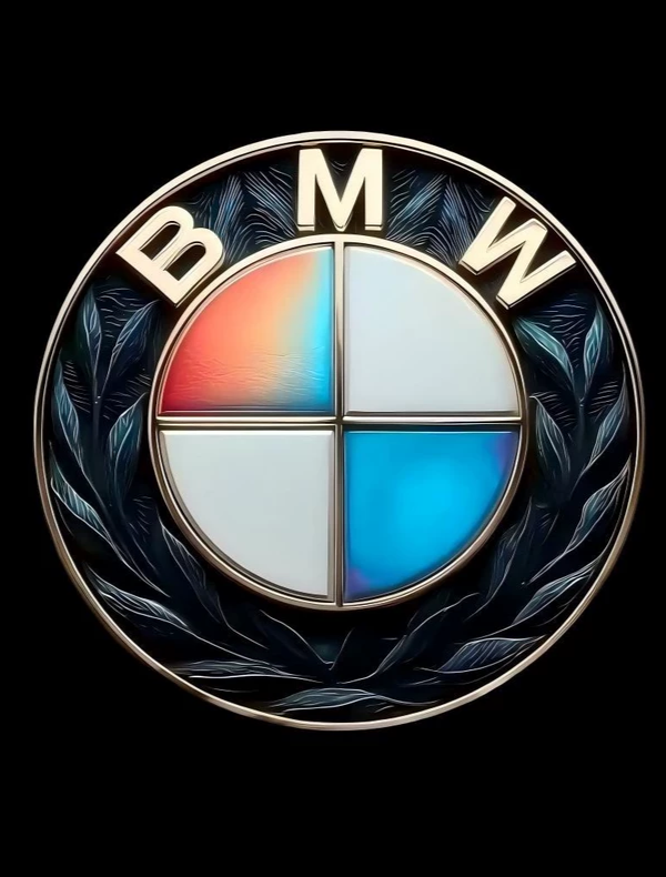 BMW 3D Kabartmalı Çelenk Motifli İridyum Amblem (Siyah & Gold)