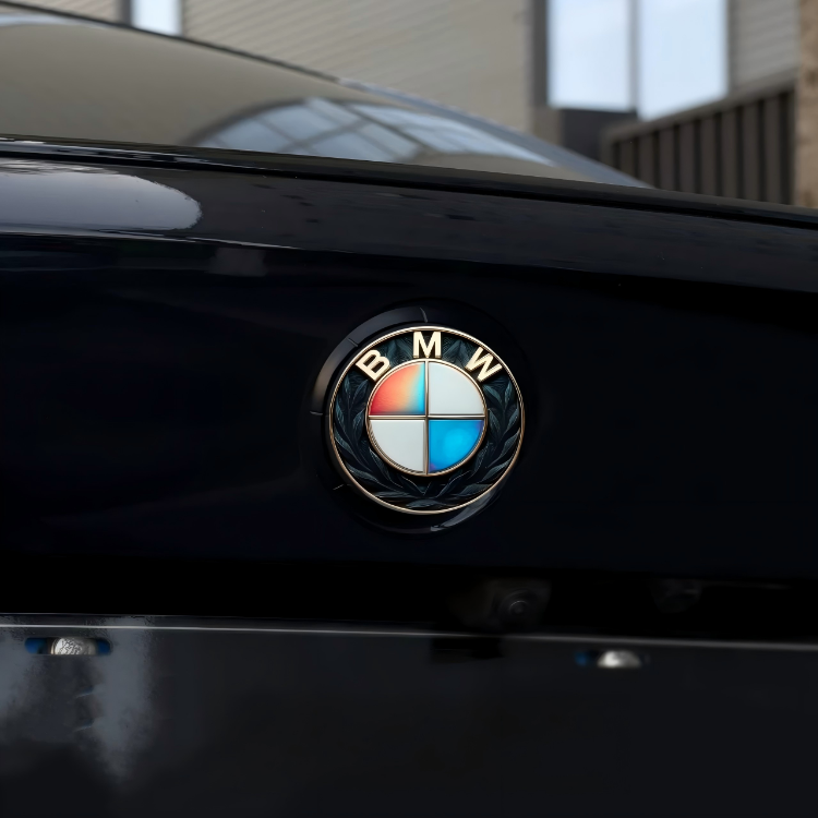 BMW 3D Kabartmalı Çelenk Motifli İridyum Amblem (Siyah & Gold)