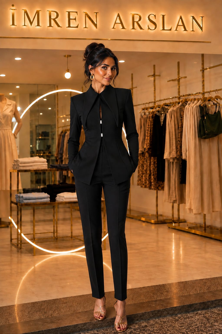 Tasarım siyah blazer takım 
