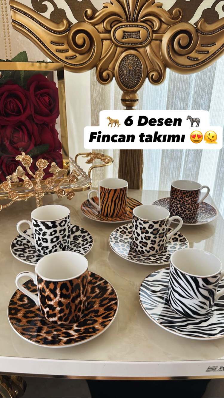 Desenli Fincan Takımı 6 kişilik 