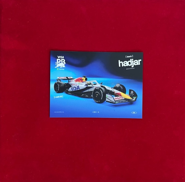Isack Hadjar Printed Signature VCARB Red Bull F1 Formula 1 Driver Card