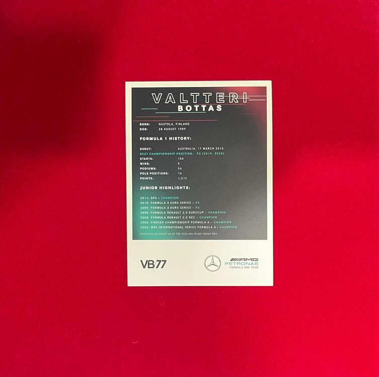 Valtteri Bottas İmzalı Kart