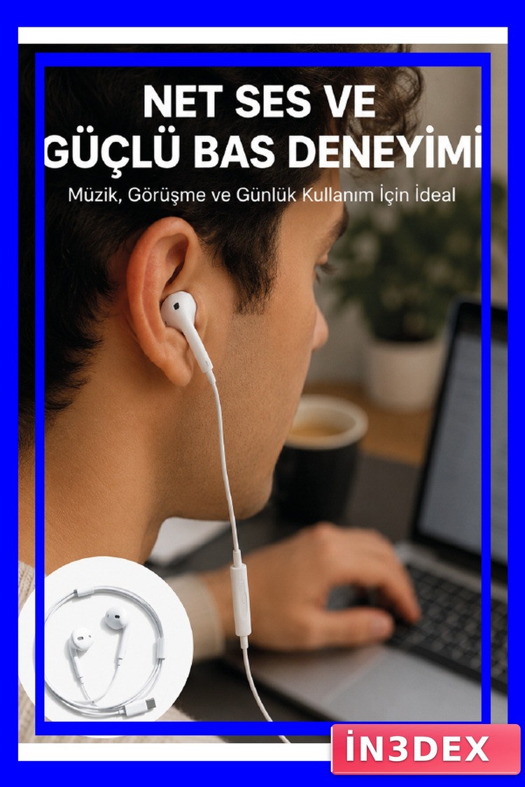 Type C Kablolu Kulak İçi Kulaklık Kristal Netliğinde Ses Performansı
