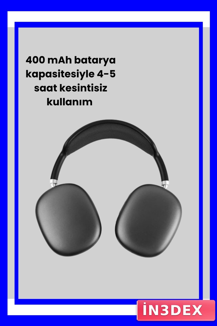 Katlanabilir Bluetooth V5.0 Kablosuz Kulak Üstü Kulaklık Siyah