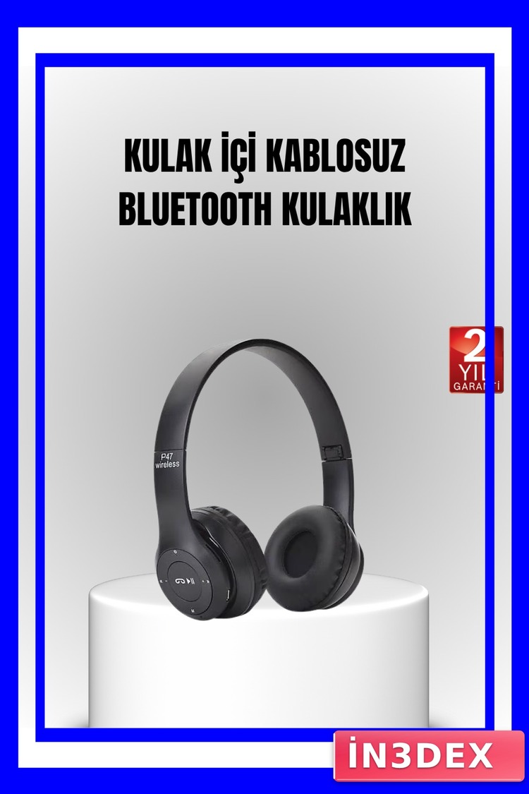 P47 Bluetooth Kablosuz Kulaklık Extra Bass Mikrofonlu Ergonomik Tasarım