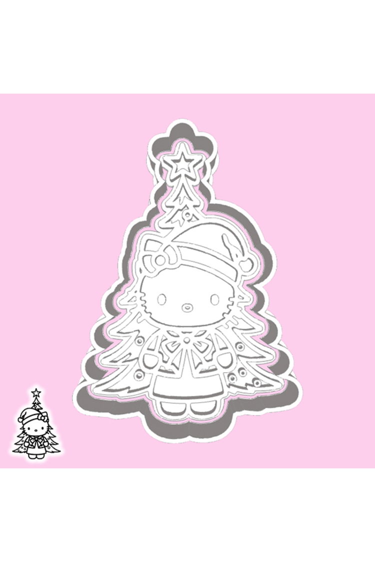 Hello Kitty Yılbaşı Ağacı Kurabiye Kalıbı 6'lı Set - Eğlenceli Fırın Deneyimi