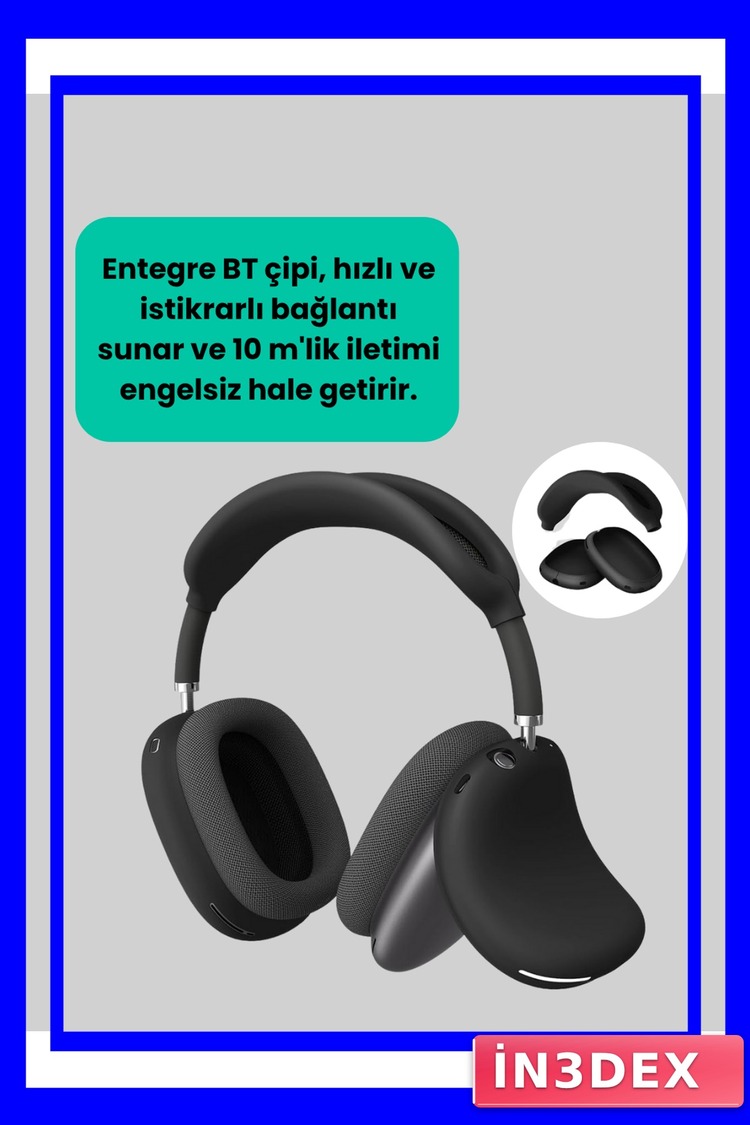 Katlanabilir Bluetooth V5.0 Kablosuz Kulak Üstü Kulaklık Siyah