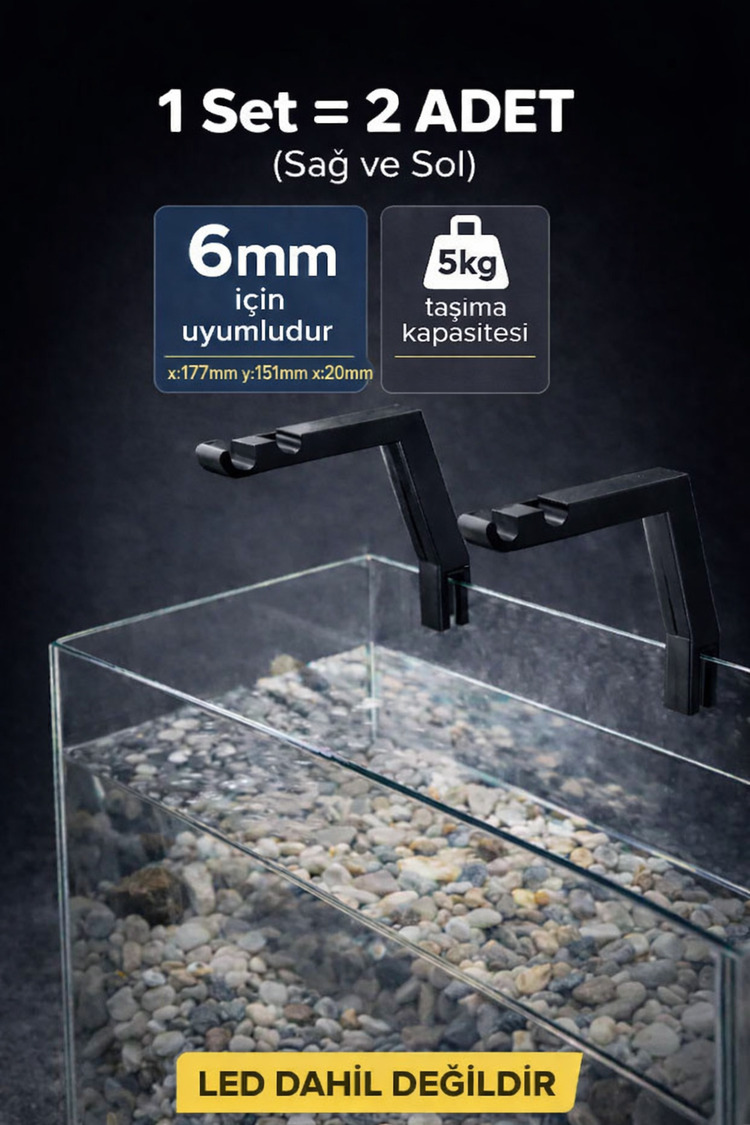 Akvaryum Led Tutucu Aparat 2 Adet 1 Set 6mm Cam içindir