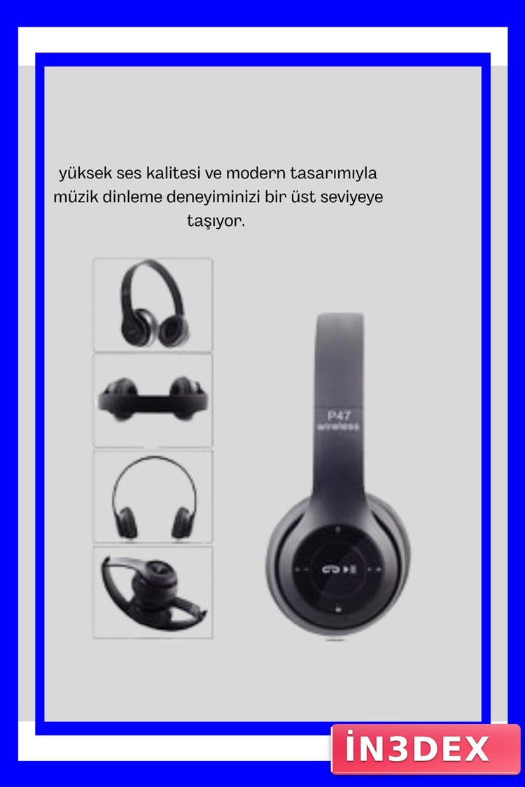 P47 Bluetooth 5.0 Kablosuz Kulaklık TF Kart ve Mikrofon Desteği
