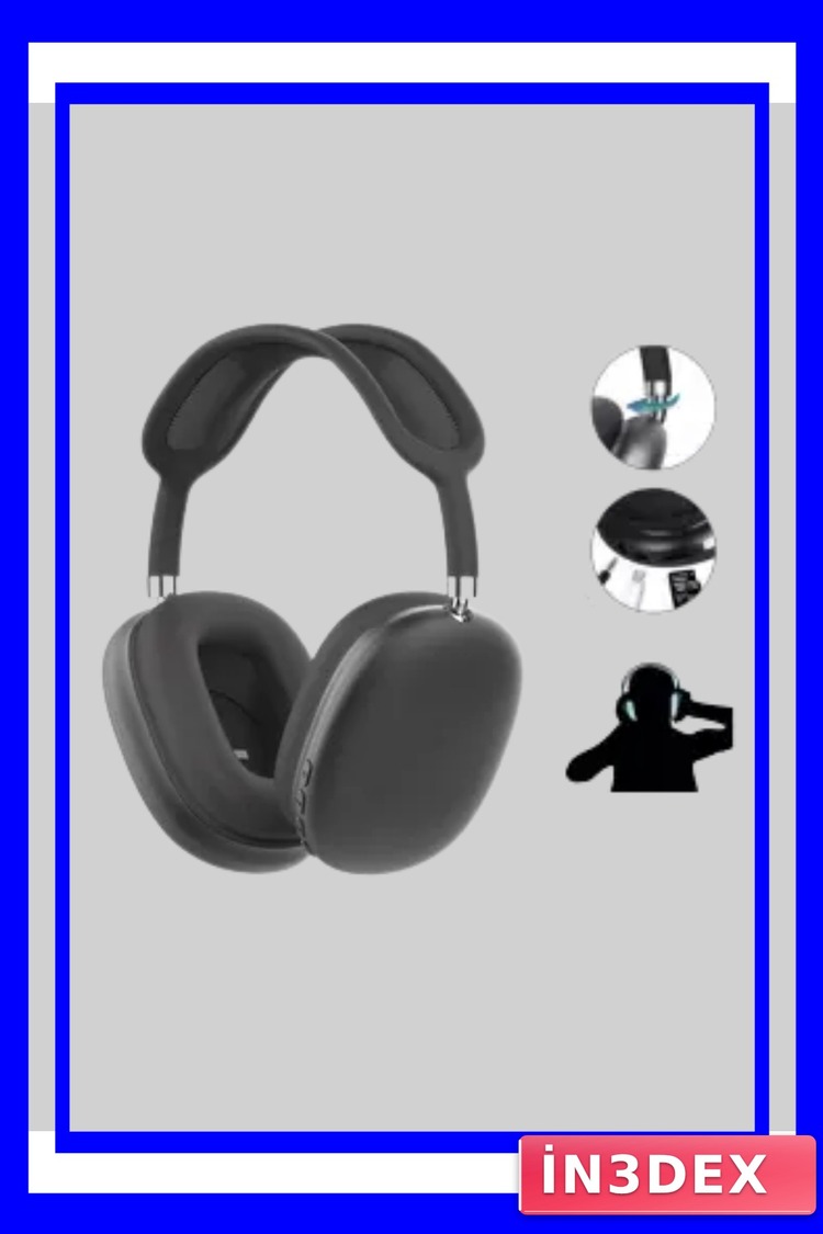Katlanabilir Bluetooth V5.0 Kablosuz Kulak Üstü Kulaklık Siyah