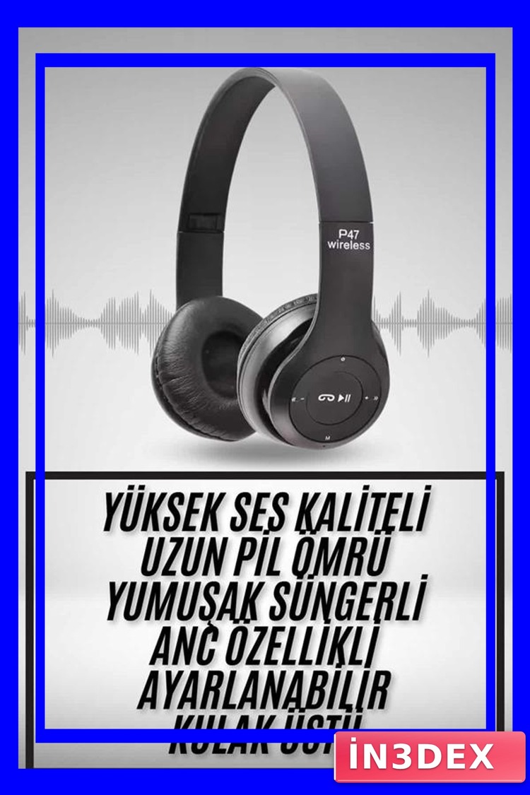 Kulak Üstü Bluetooth Kulaklık Yüksek Ses Kaliteli Ayarlanabilir