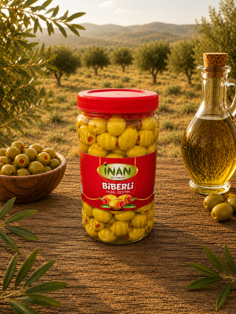 Biberli Yeşil Zeytin İri boy