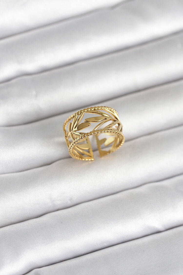 316L Çelik Gold Renk Başak Model Kadın Yüzük