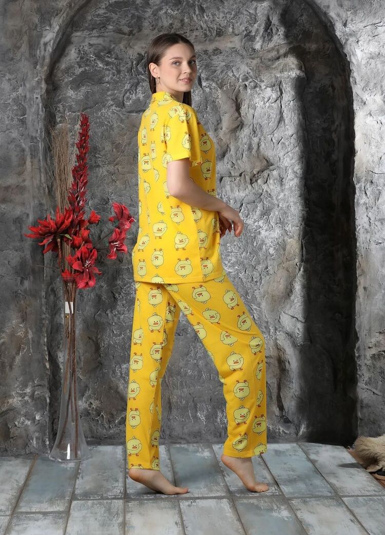 Civciv Desenli Kısakol Pijama Takım