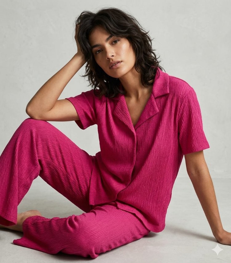 Kısakol Dügmeli Pijama Takımı