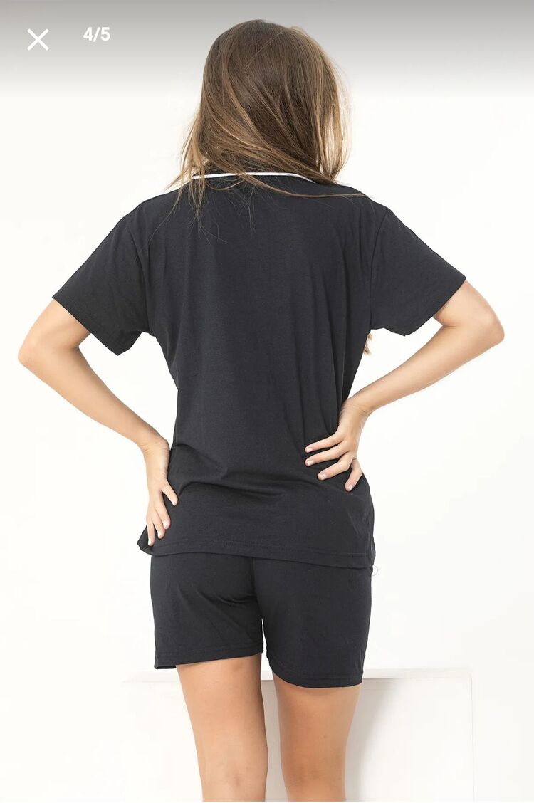 Kadın Kısakol Şortlu Düğmeli Pijama Takımı