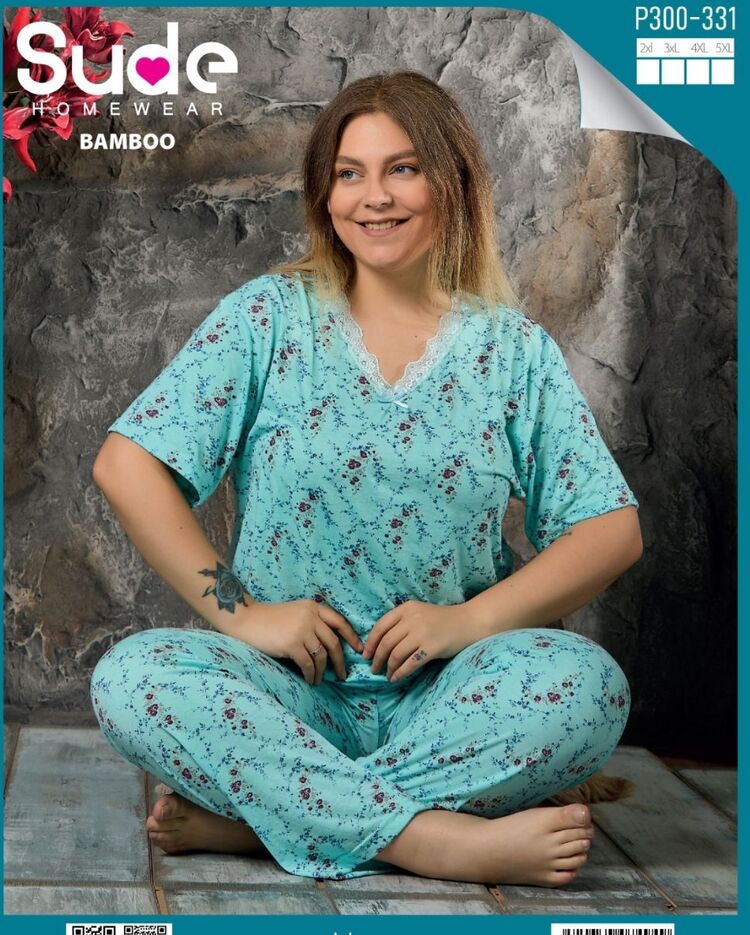 Büyük Beden Kısakol Bambu pijama takımı