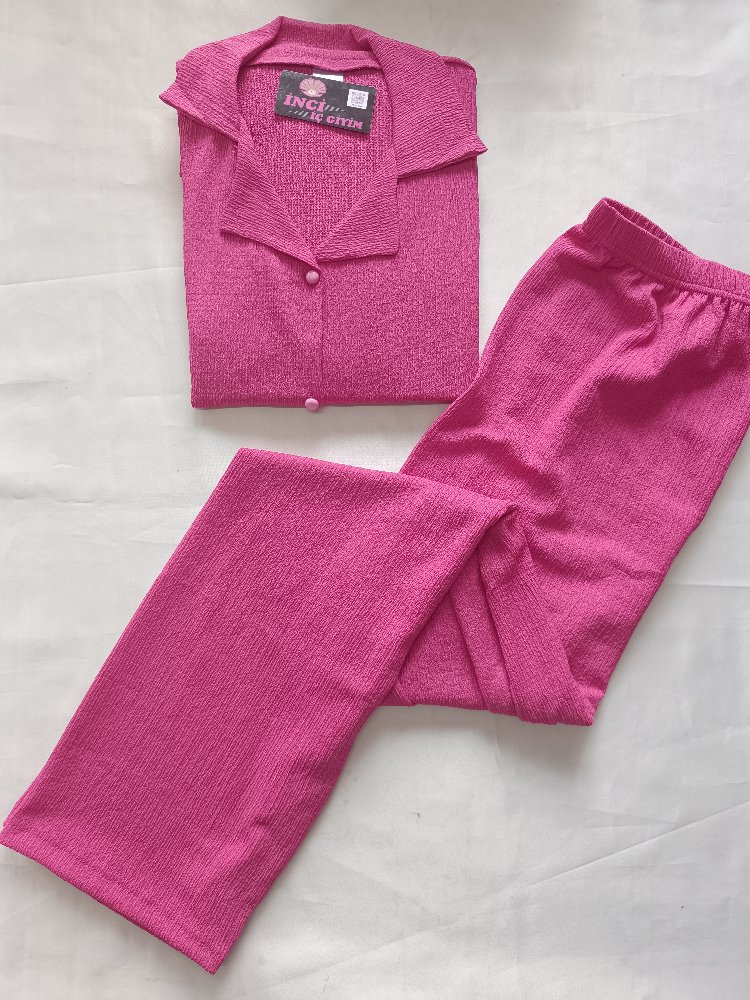 Kısakol Dügmeli Pijama Takımı