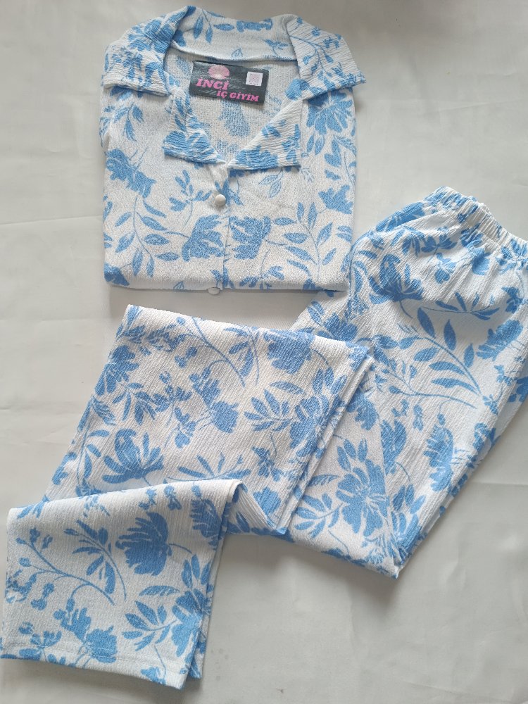 Kısakol Dügmeli Pijama Takımı