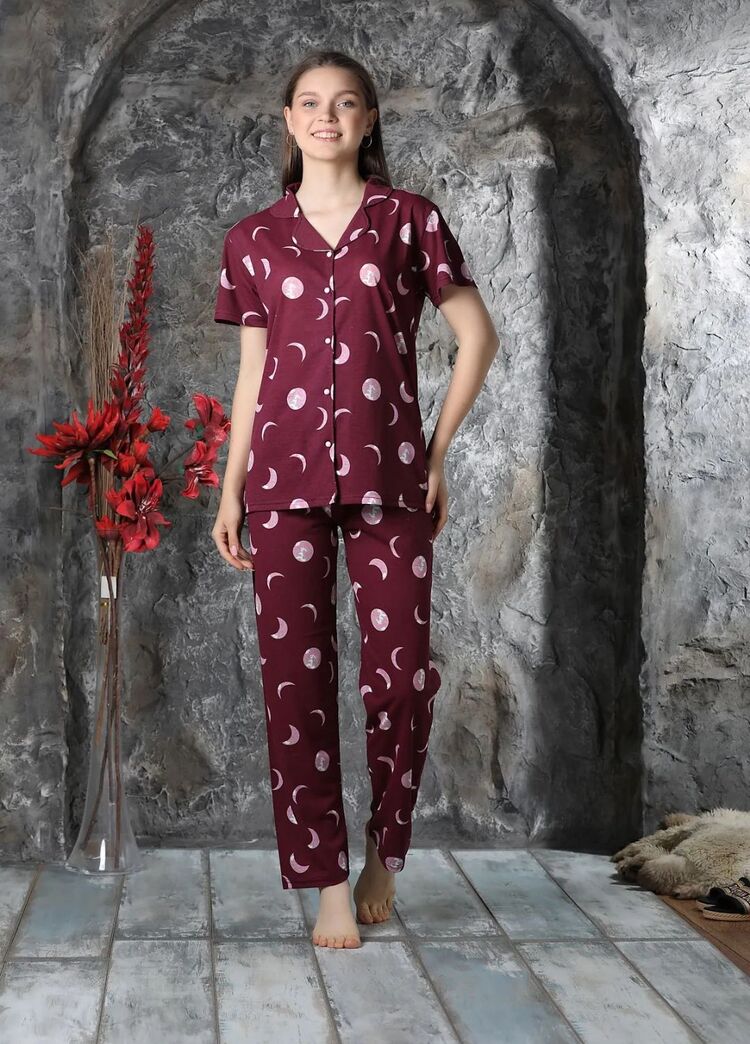 Moonlight Desenli Kısakol Pijama Takım