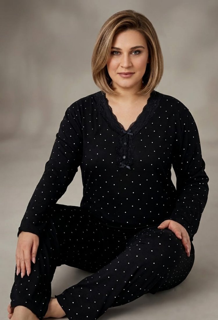 Büyük  Beden Bambu Pijama Takımı