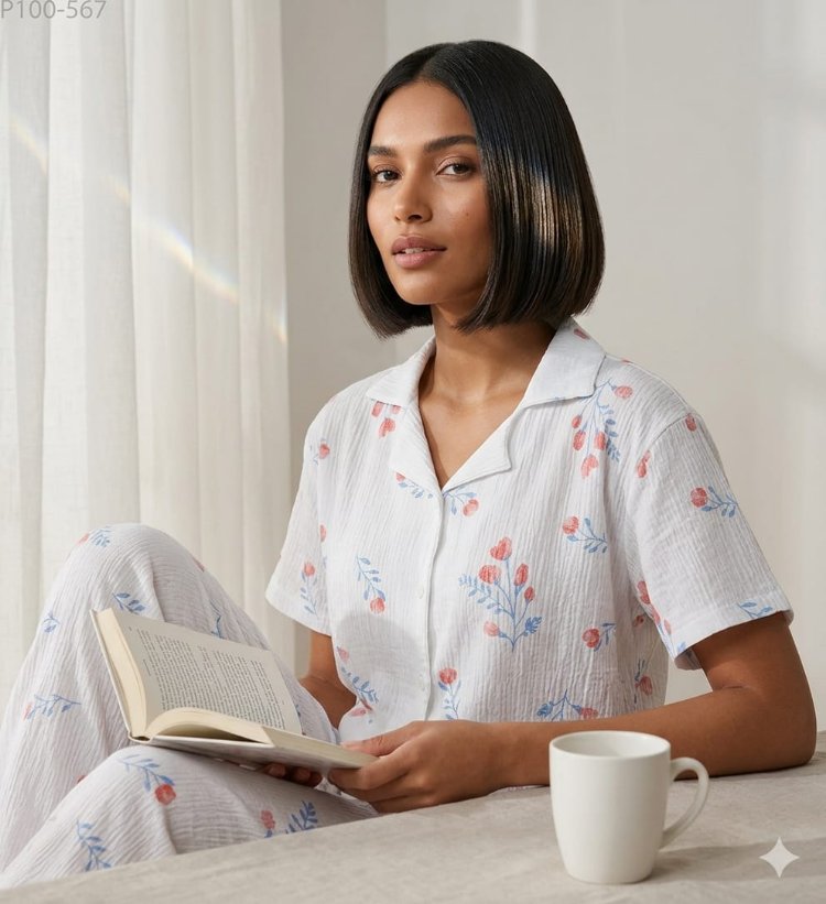 Çiçek Desenli Pijama Takımı
