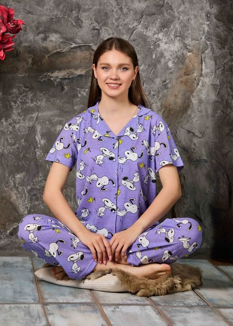 Snoopy Desenli Kısakol Pijama Takım