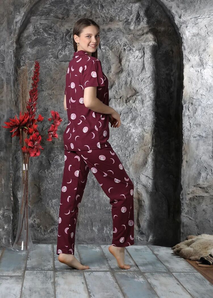 Moonlight Desenli Kısakol Pijama Takım