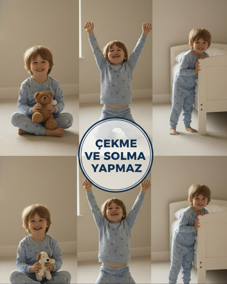 İncila %100 Pamuk Çocuk Pijama Takımı