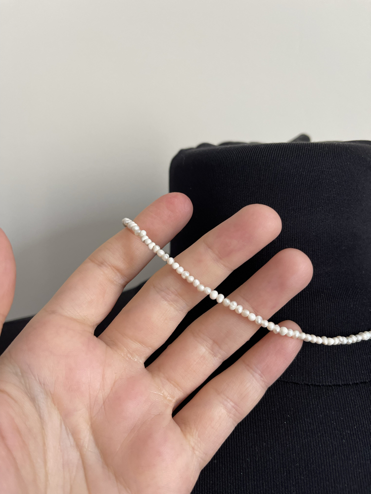 2 mm Gerçek Tatlısu Mat Doğal Kum İnci Kolye
