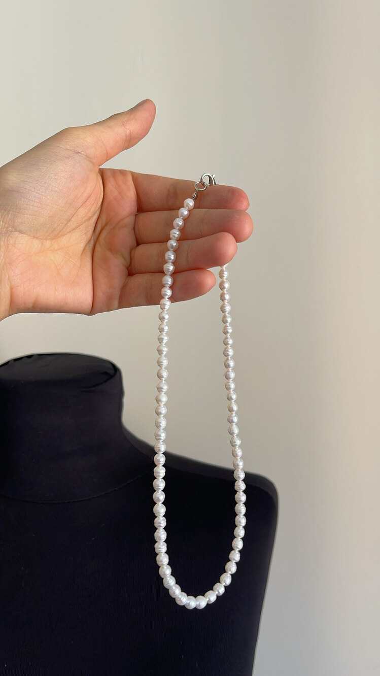 İthal Premium Beyaz 5-6 mm Gerçek Tatlısu İnci Kolye