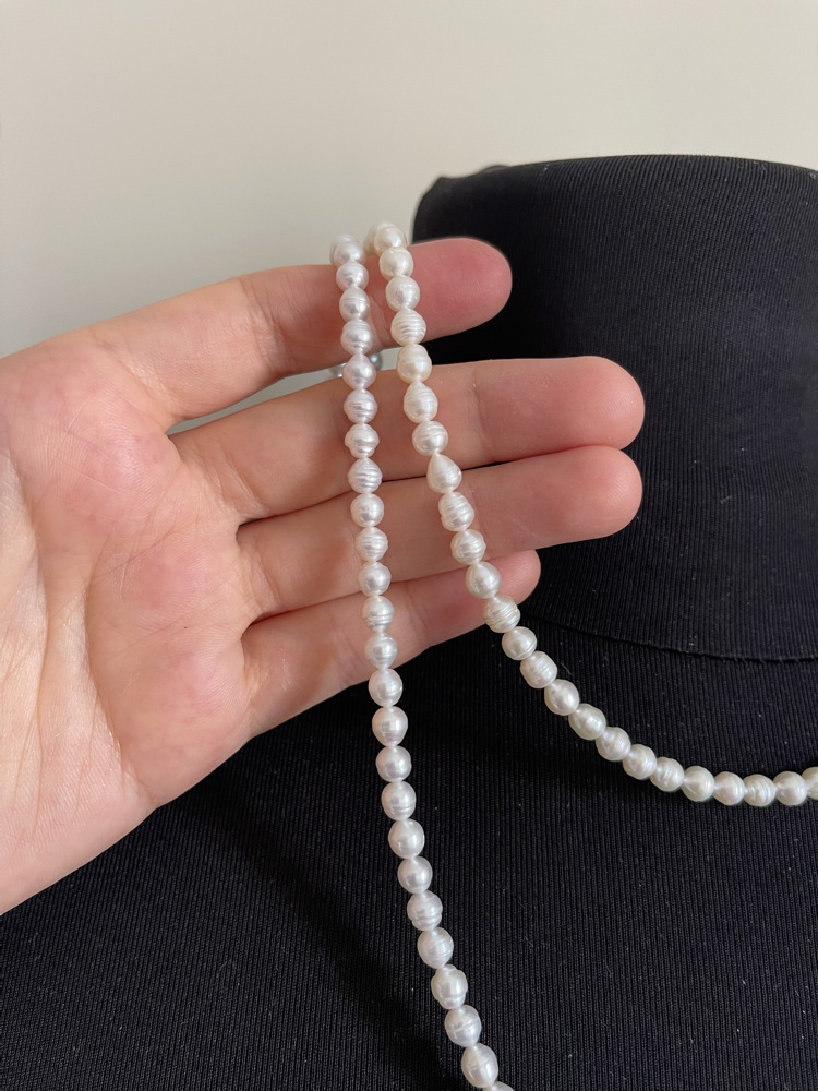 A Kalite 5-6 mm Gerçek Tatlısu Uzun İnci Kolye