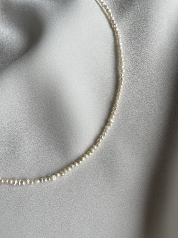 2 mm Gerçek Tatlısu Mat Kum İnci Kolye