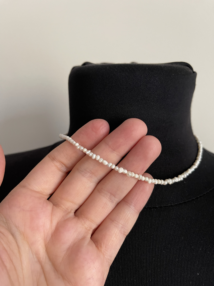 2 mm Gerçek Tatlısu Mat Kum İnci Kolye