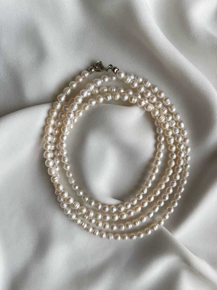 A Kalite 5-6 mm Gerçek Tatlısu Uzun İnci Kolye