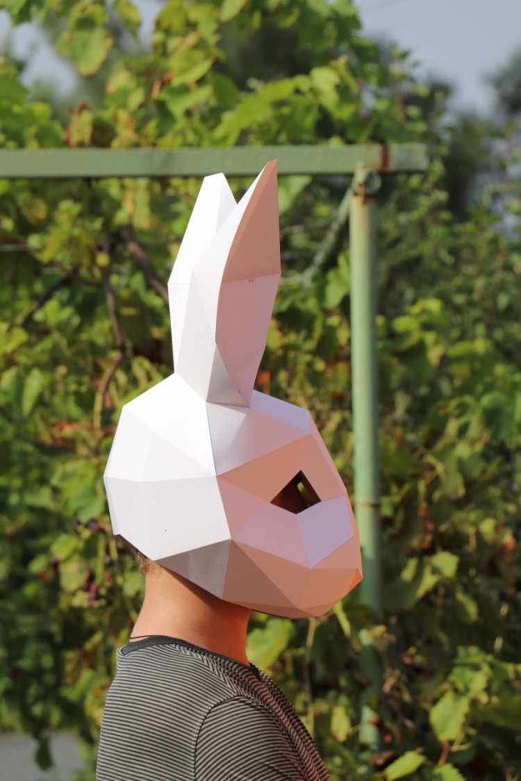 3D Tavşan Maskesi Kalıbı PDF | Kendin Yap (DIY) Papercraft Şablonu