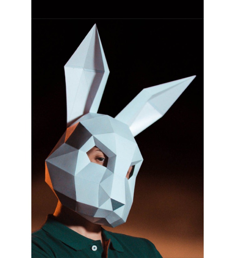 3D Tavşan Maskesi Kalıbı PDF | Kendin Yap (DIY) Papercraft Şablonu