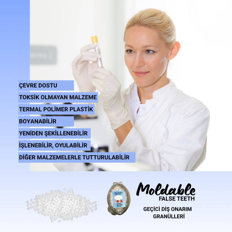Moldable False Teeth Geçici Diş Onarım Granülleri 260+ adet, 18 geçici diş yapımı (5 Gram)