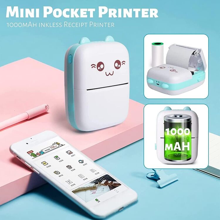 Mini Taşınabilir Fotoğraf Yazıcısı Bluetooth V4.0 200 Yapışkanlı Etiket, Yazıcısı Ter