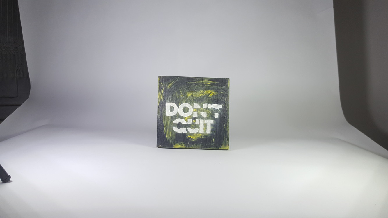 El Yapımı Masif Ahşap Duvar Süsü - 15x15 cm (Don't Quit- Do It)