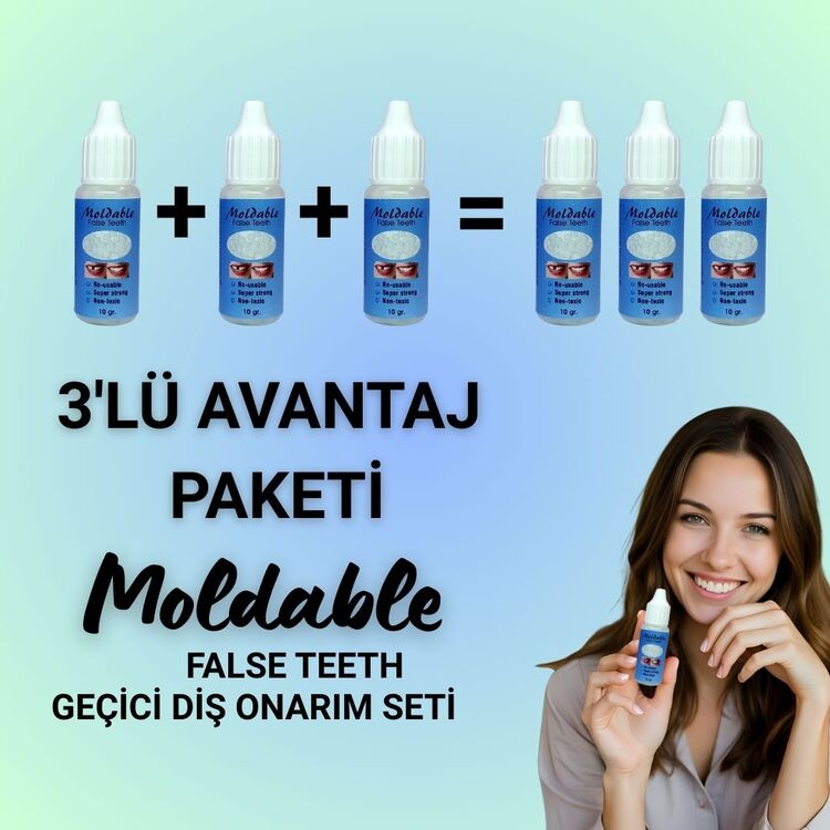 Moldable Geçici Diş Onarım Seti - Termal Boncuklu Protez Tamir Kiti (3x10g) =100+ diş 