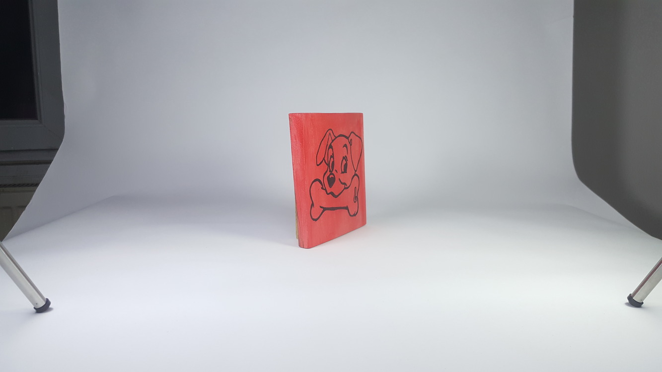 Köpek ve Kemik..El Yapımı Masif Ahşap Duvar Süsü - 15x15 cm