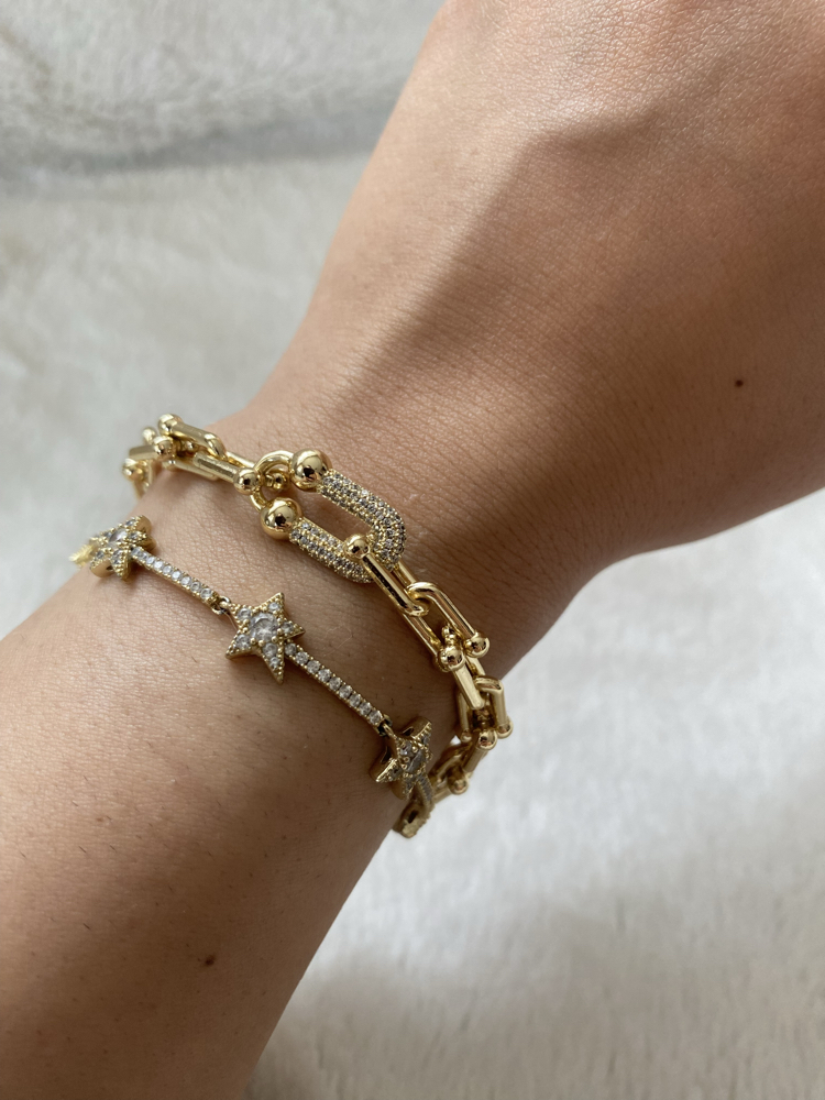 Özel Seri | 14K Marka Model Zirkon Taşlı Kalın Zincir Bileklik