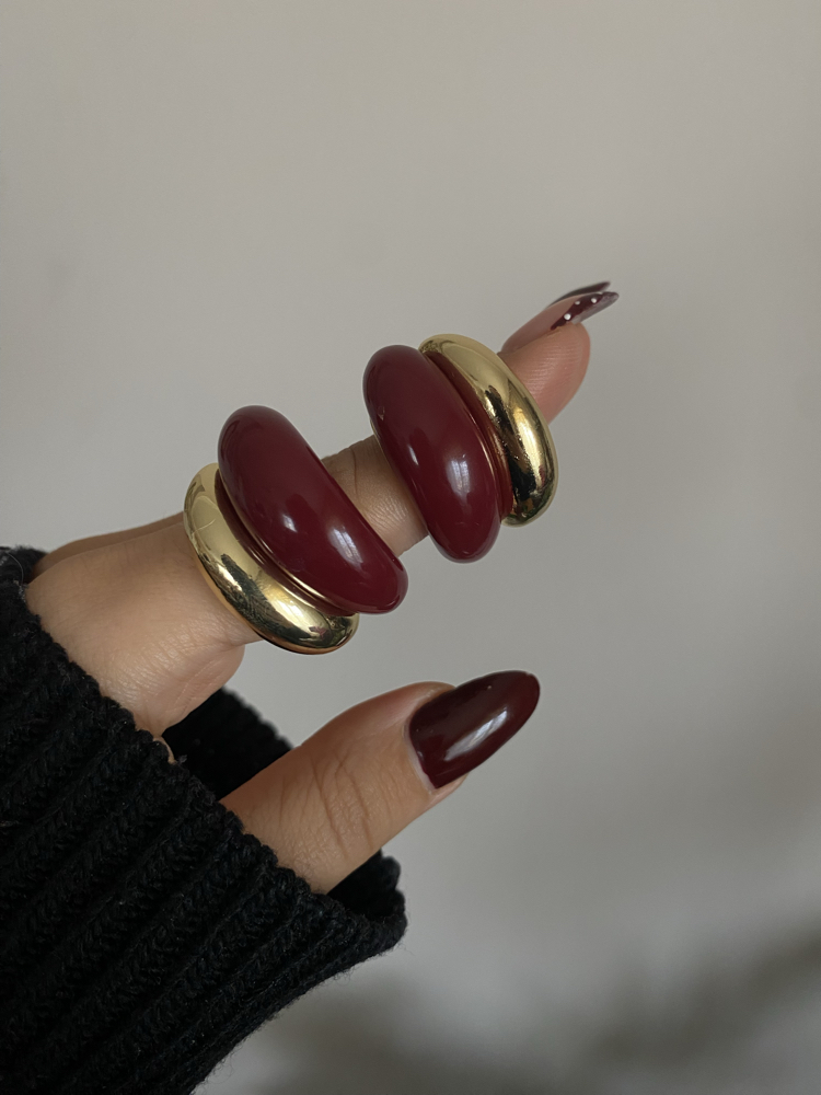 İkili Görünümlü Gold Detay Vintage Küpe